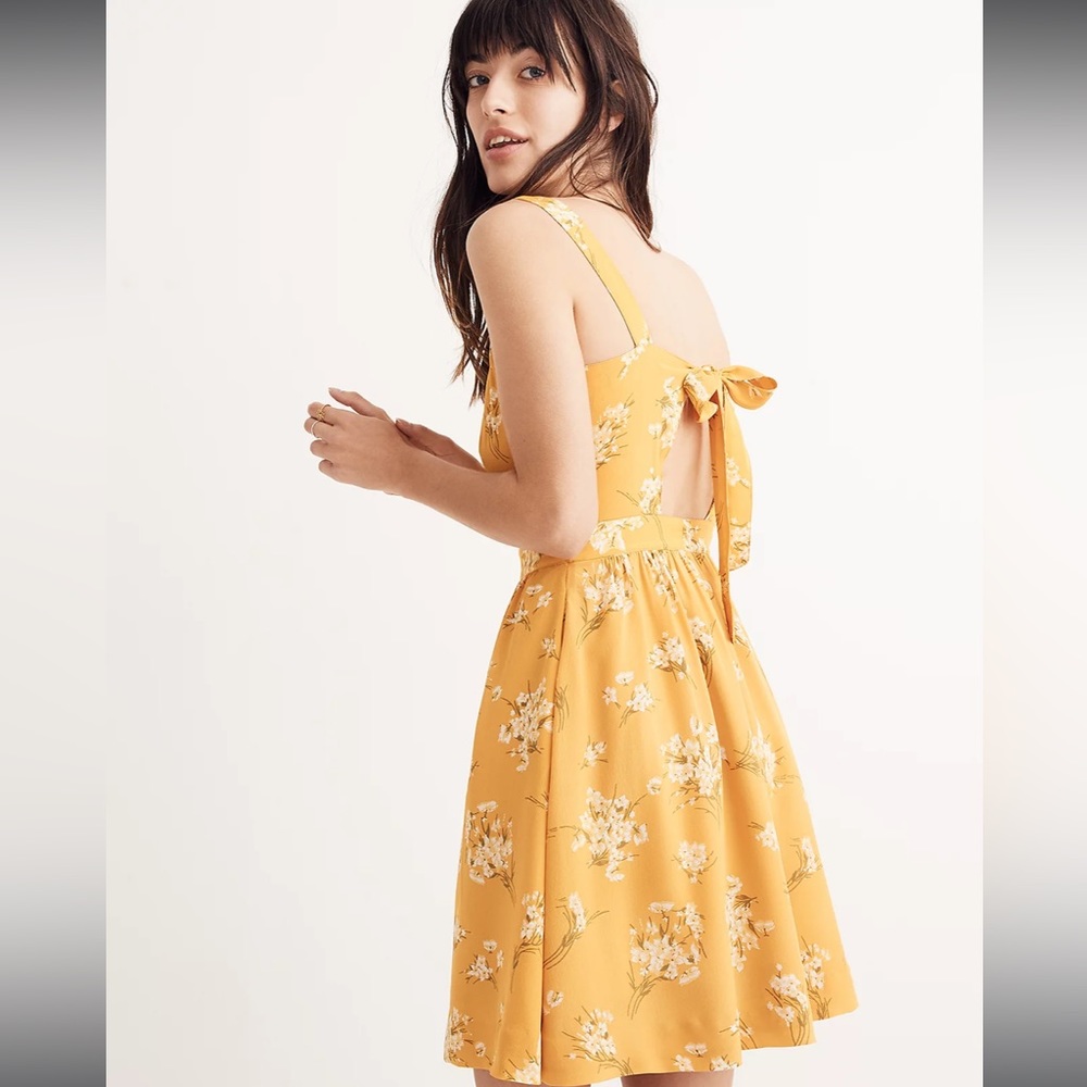 MADEWELL | Silk Fleur Bow-Back Dress in Butterfly Garden